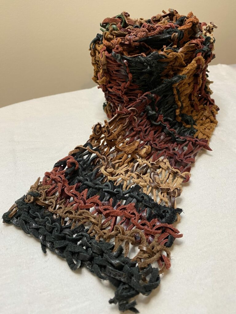 leather scarf colors are black, brown, burgundy, and green