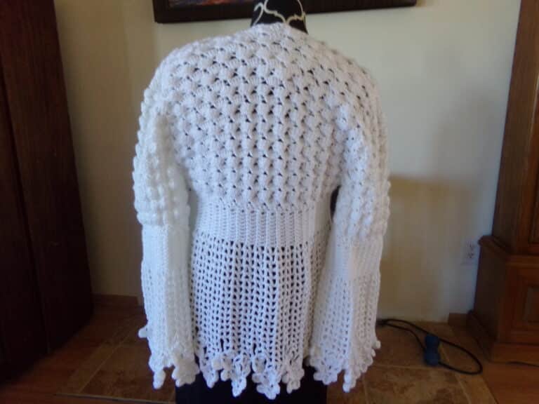Crochet Lace Round Neck Open Front Jacket