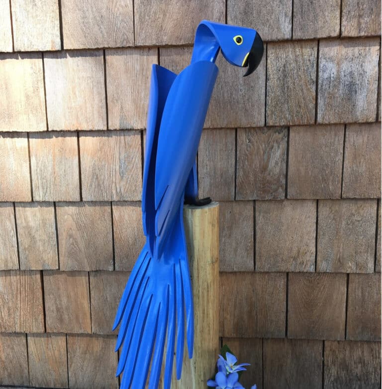 Finished result of the PVC Pipe Hyacinth Macaw Instant Digital Download Pattern