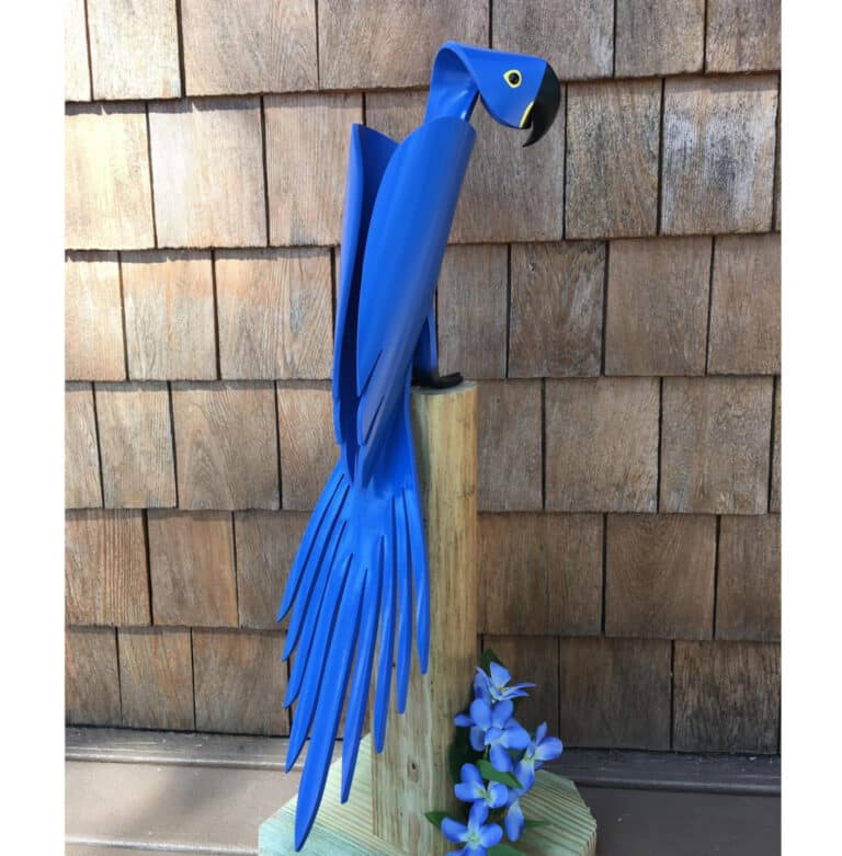 Finished result of the PVC Pipe Hyacinth Macaw Instant Digital Download Pattern