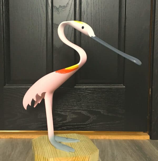 Finished result of the PVC Pipe Spoonbill Instant Digital Download Pattern