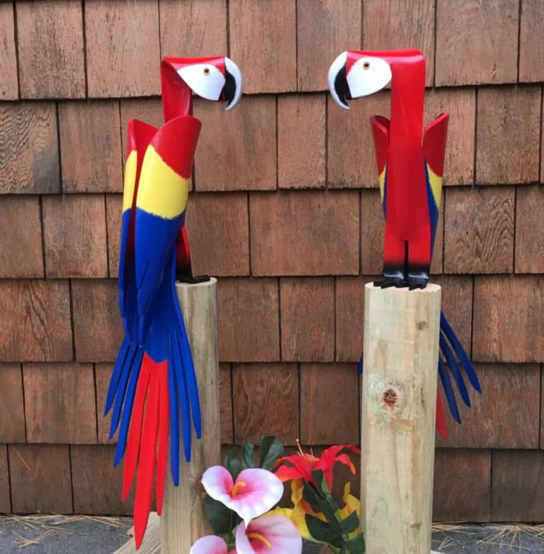 Finished result of the PVC Pipe Scarlet Macaw Instant Digital Download Pattern