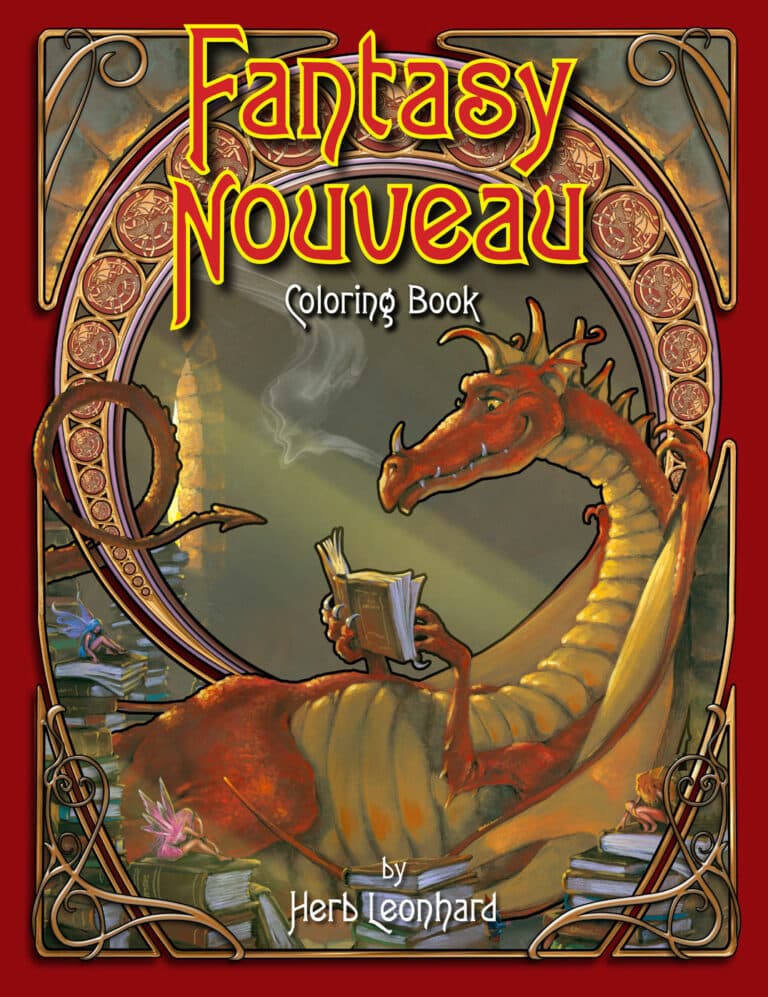 cover image of fantasy nouveau coloring book
