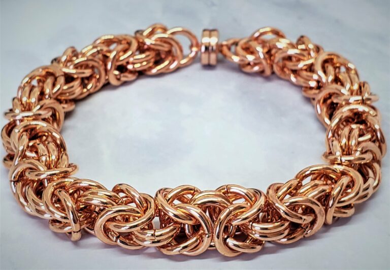 Copper bizantine chainmaille bracelet