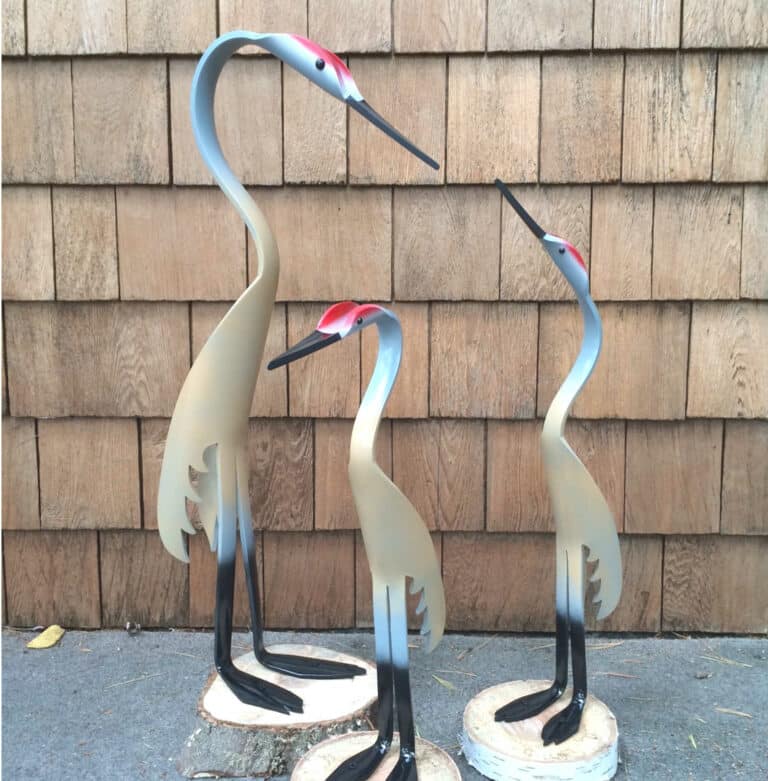 Finished result of the PVC Pipe Baby Sandhill Crane Instant Digital Download Pattern