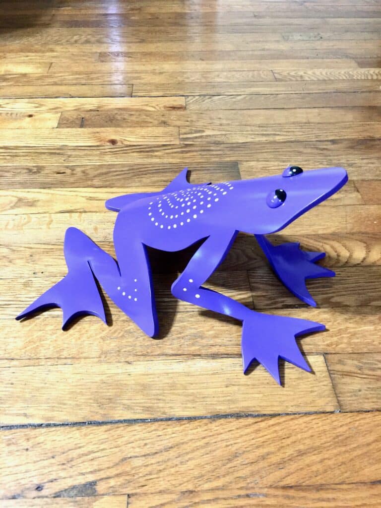 Finished result of the PVC Pipe Sitting Frog Instant Digital Download Pattern
