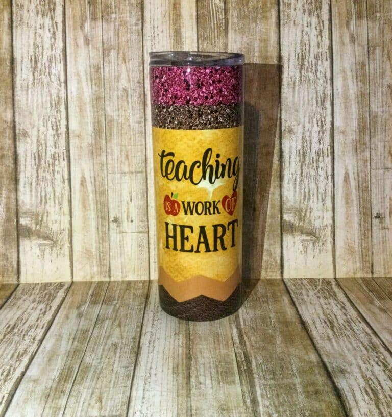 Teaching is a work of heart pencil tumbler teacher gift