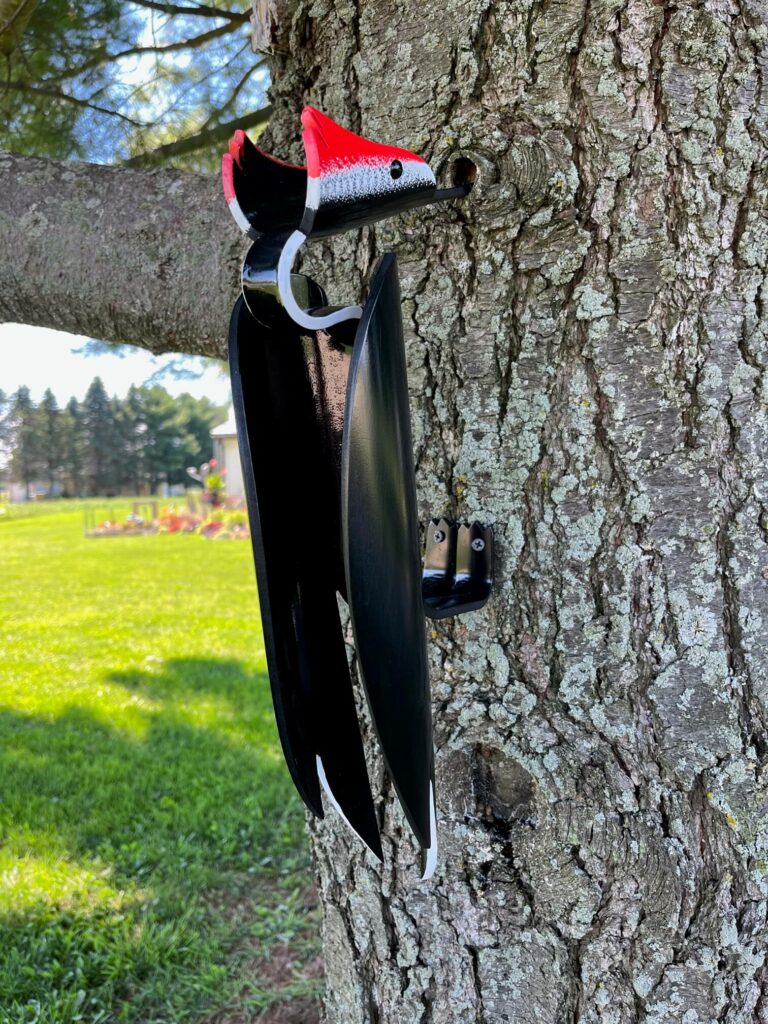 Finished result of the PVC Pipe Pileated Woodpecker Instant Digital Download Pattern