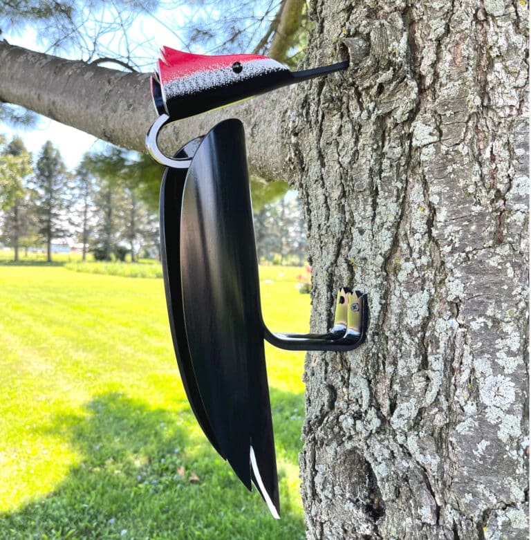 Finished result of the PVC Pipe Pileated Woodpecker Instant Digital Download Pattern