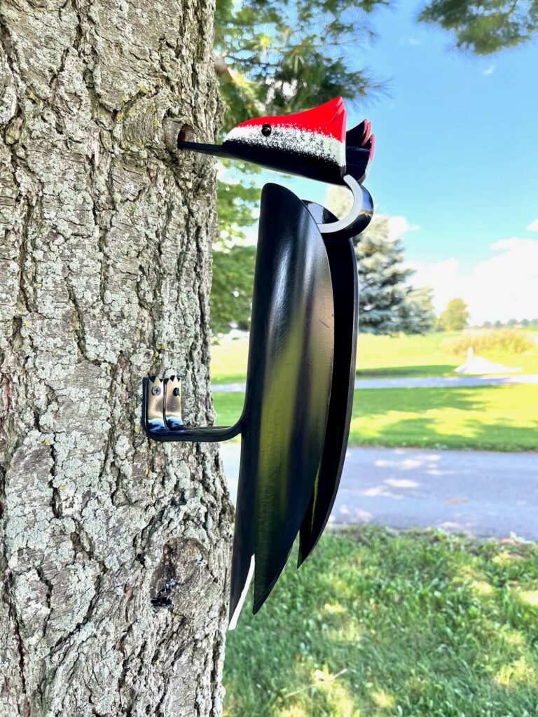 Finished result of the PVC Pipe Pileated Woodpecker Instant Digital Download Pattern