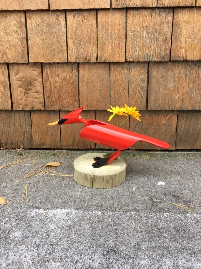Finished result of the PVC Pipe Cardinal Instant Digital Download Pattern