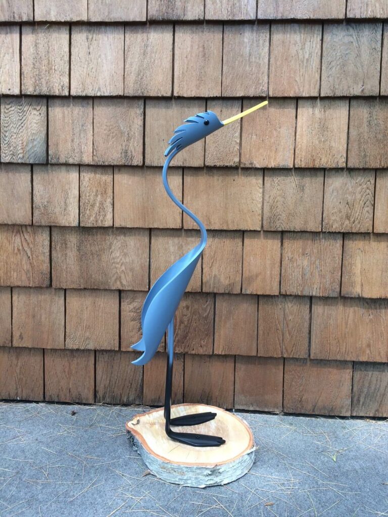 Finished result of the PVC Pipe Frilly Head Heron Instant Digital Download Pattern