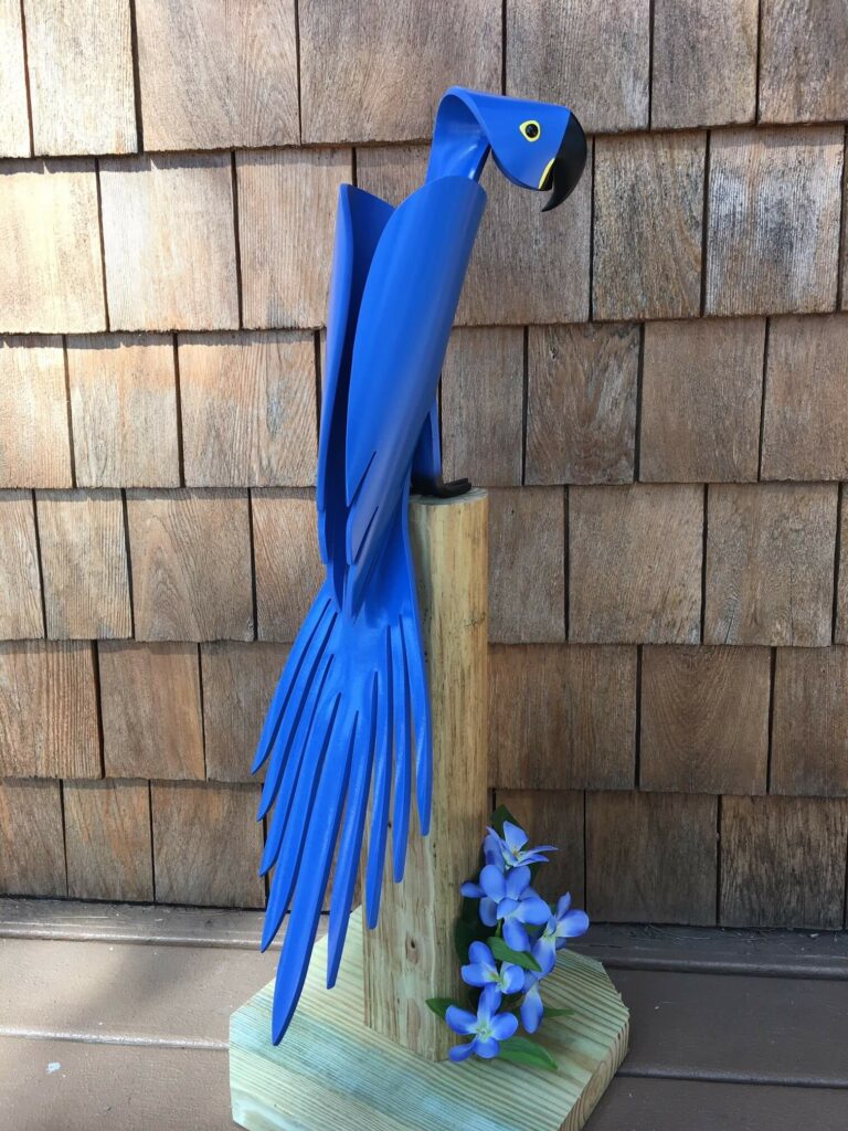 Finished result of the PVC Pipe Hyacinth Macaw Instant Digital Download Pattern