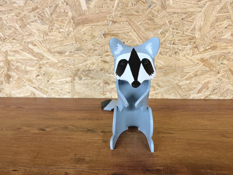 Finished result of the PVC Pipe Raccoon Front View Instant Digital Download Pattern