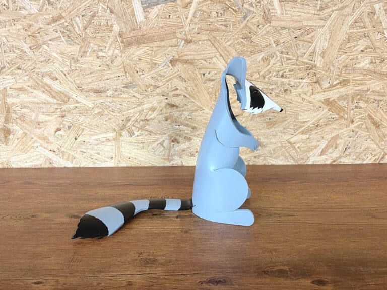 Finished result of the PVC Pipe Raccoon Side View Instant Digital Download Pattern