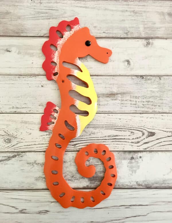 Finished result of the PVC Pipe Seahorse Instant Digital Download Pattern