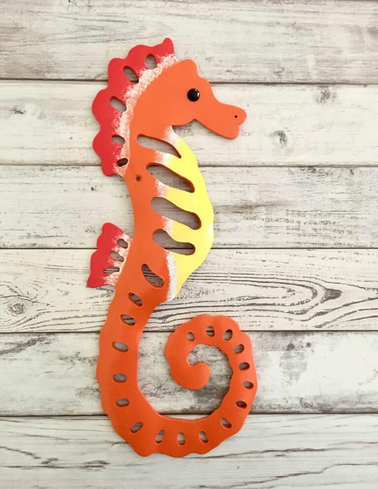Finished result of the PVC Pipe Seahorse Instant Digital Download Pattern
