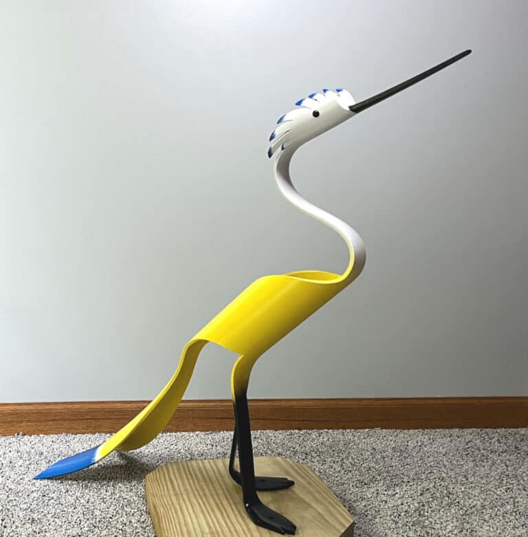 Finished result of the PVC Pipe Vee Tail Crane Instant Digital Download Pattern