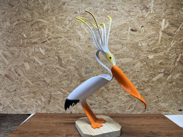 Finished result of the PVC Pipe Wild Hair Pelican Instant Digital Download Pattern