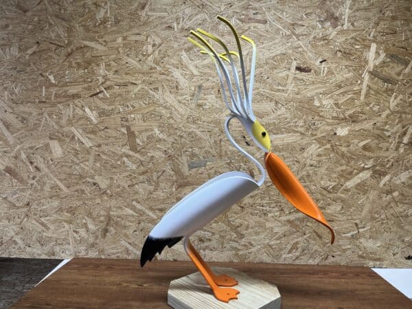 Finished result of the PVC Pipe Wild Hair Pelican Instant Digital Download Pattern