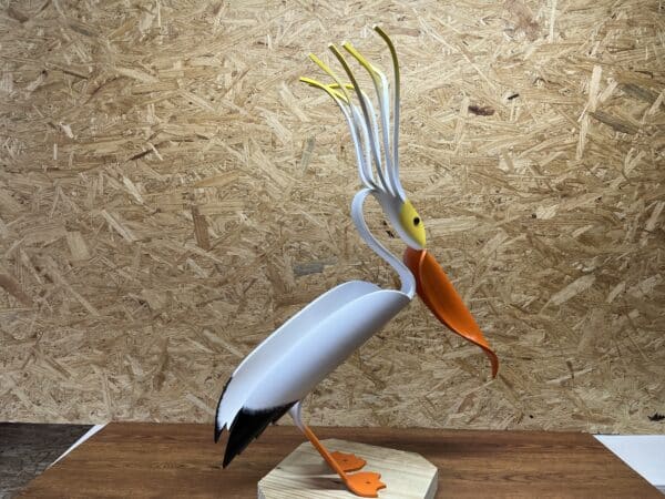 Finished result of the PVC Pipe Wild Hair Pelican Instant Digital Download Pattern