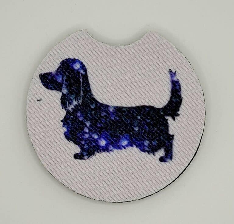 Long Hair Doxie Car Coaster