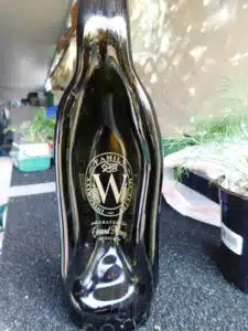 Bottle is about 14" long and 3.75" at the widest point. Bowl part is 7" long 2.5" wide and 1.5" deep