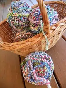 fabric twine 1 multiple rolls in basket on porch