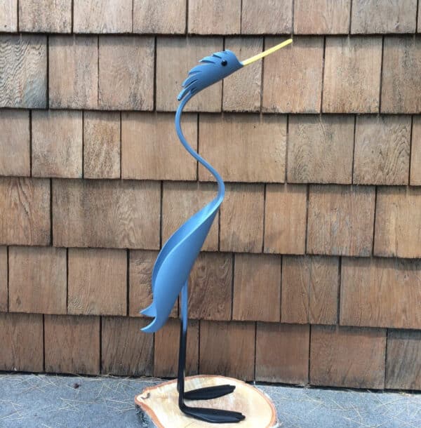 Finished result of the PVC Pipe Frilly Head Crane Instant Digital Download Pattern