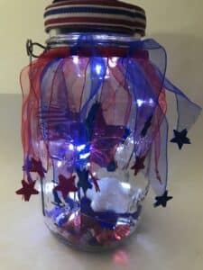 image of USA red, white & blue mason jar solar lantern
