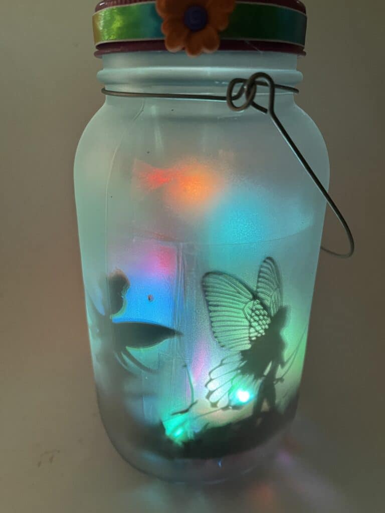image of frosted fairy multicolor mason jar