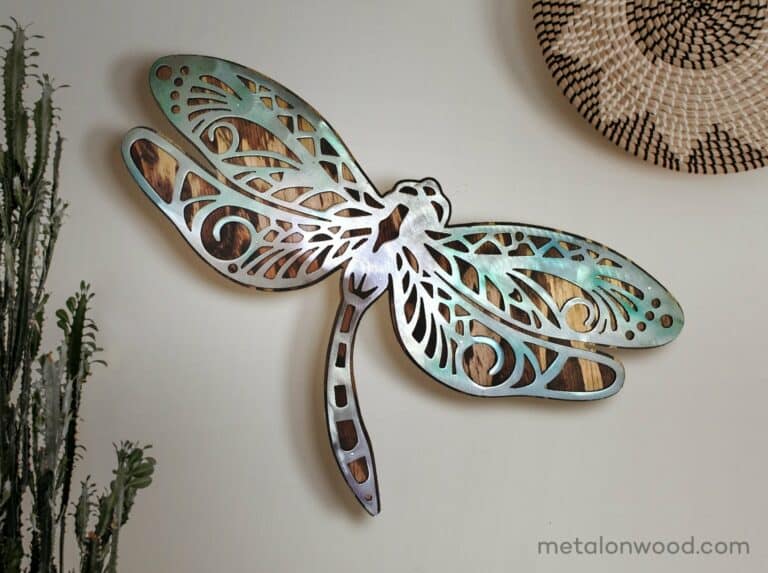 Dragonfly metal art on a wall