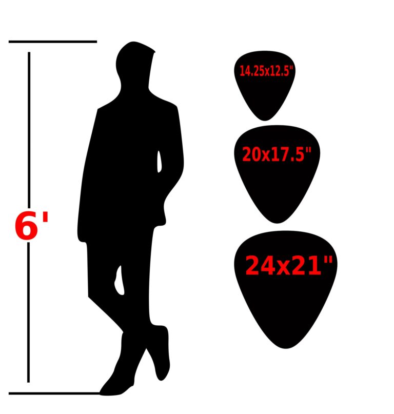 Beamish guitar pick size chart