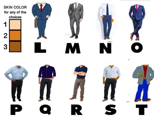 male bodies sized scaled