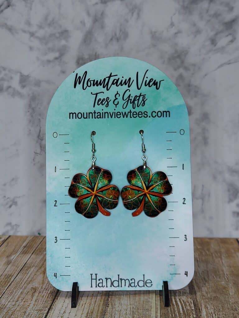 stained glass look shamrock earrings