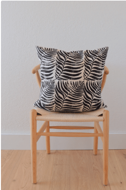 block printed throw pillow cover. palm frond. 20 x image 1