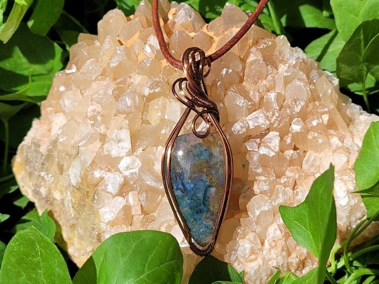 Wire Wrapped Moss Agate Necklace