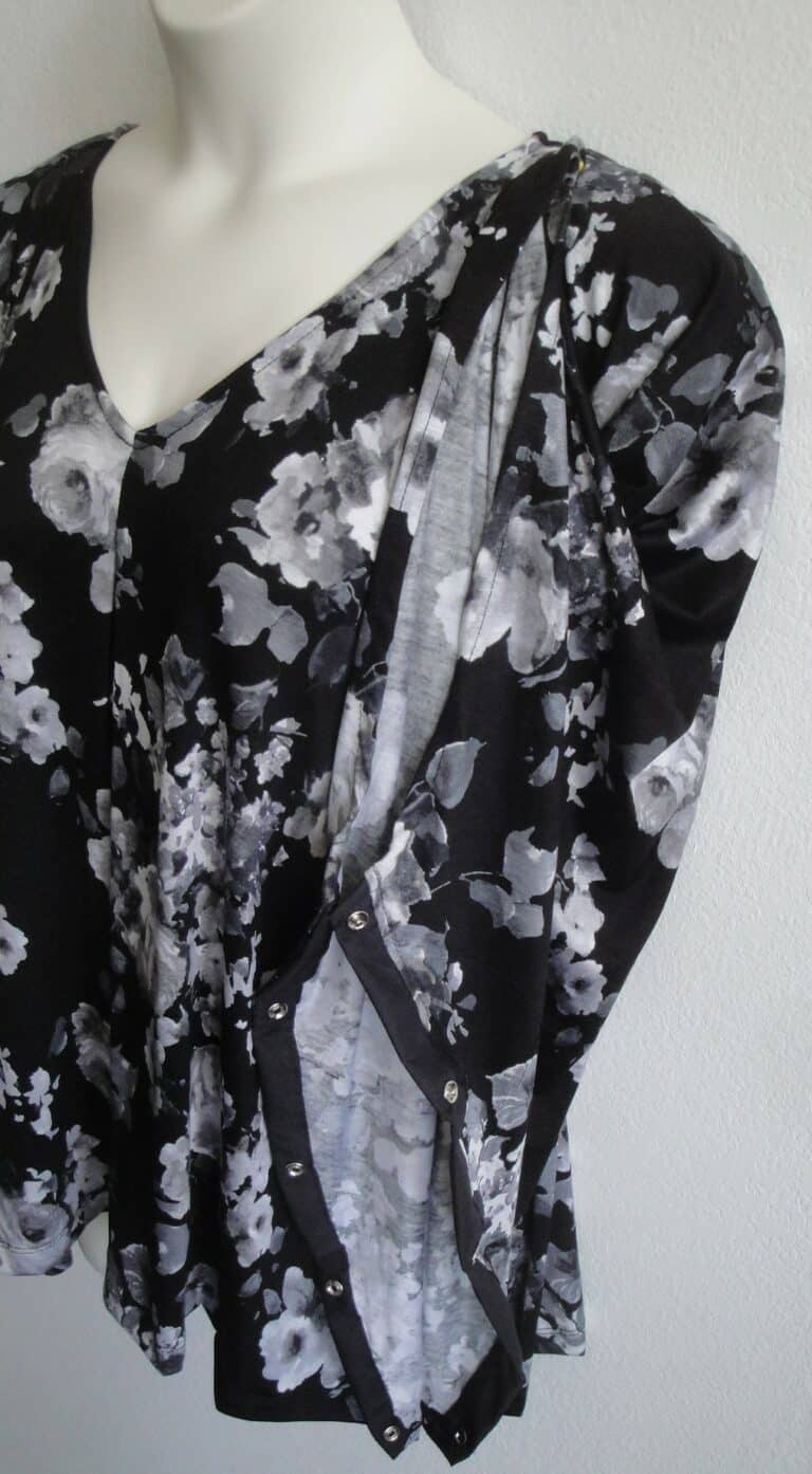 Black gray floral sleeve unsnapped