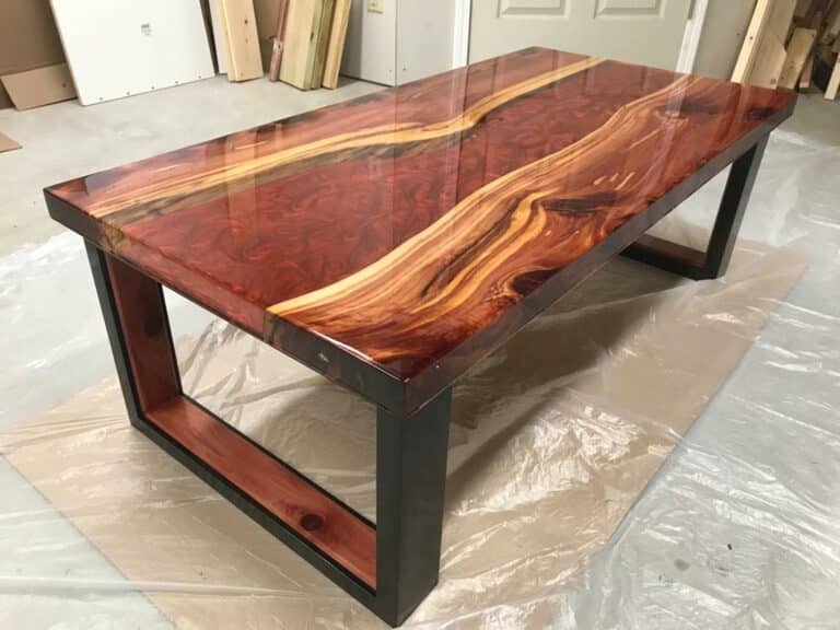 red cedar epoxy river table