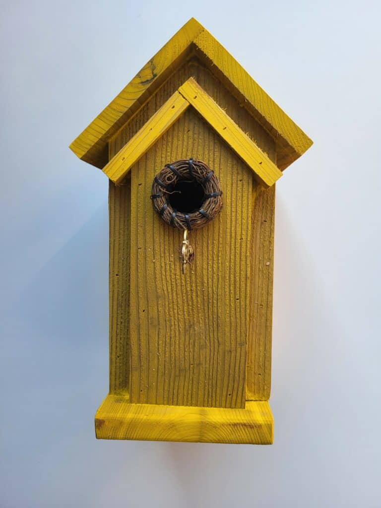 Cedar Yellow Rustic Birdhouse