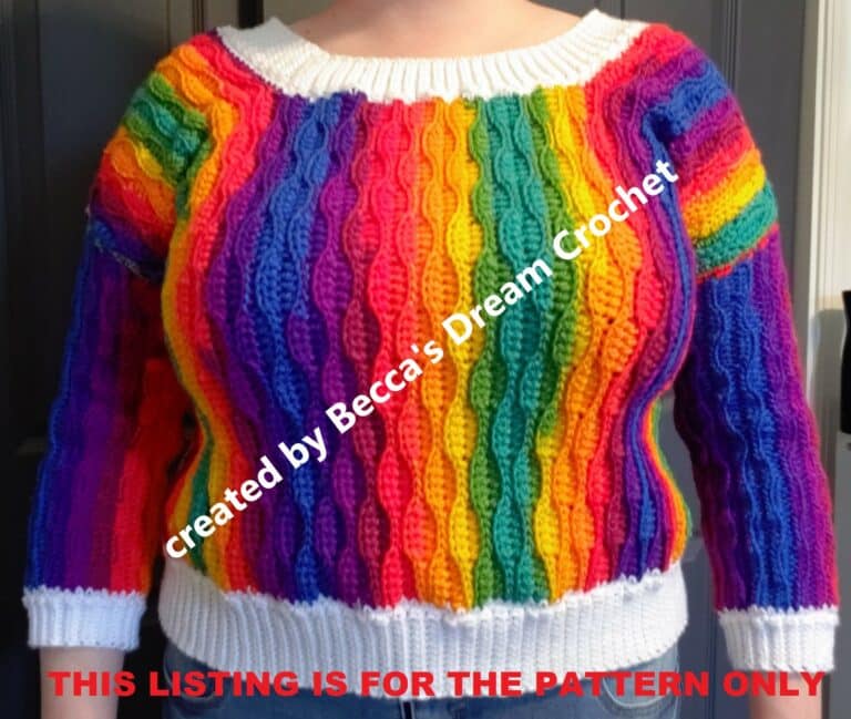 Rainbow Wave Sweater 1 with text