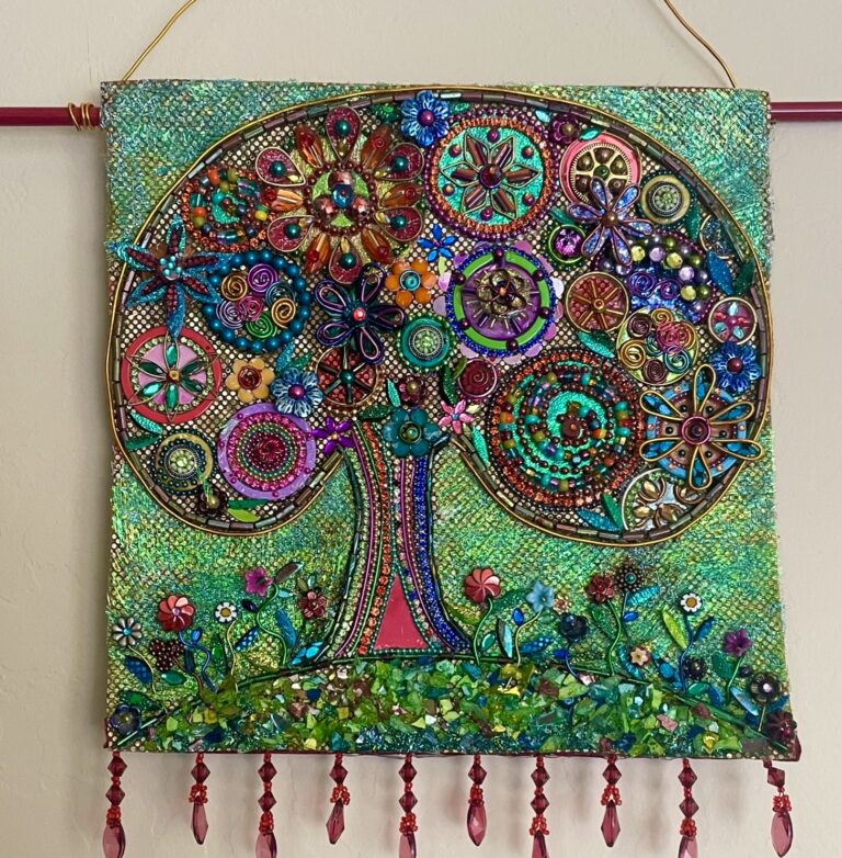Explore mini tapestries woven with beads, glass, wire, chain, fabric, paper, precious stones, Swarovski crystals etc. Each piece is a blend of textures and hues, inviting you to a world of intricate artistry.