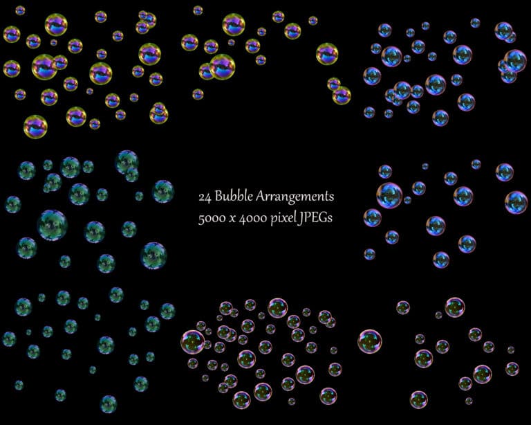 collage of soap bubble overlays