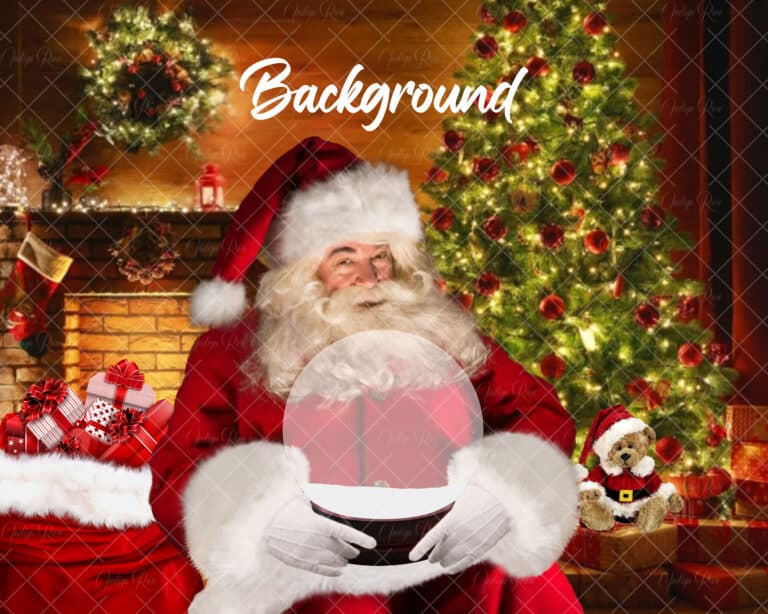 Santa holding snow globe