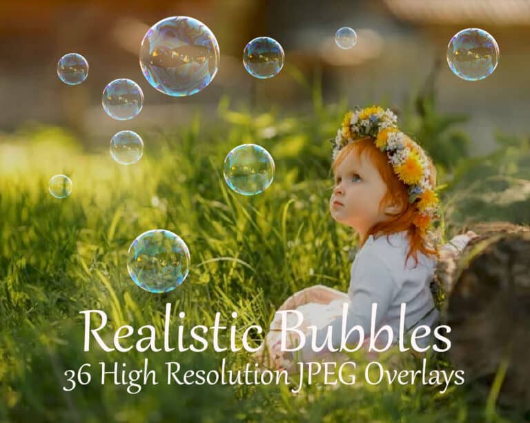soap bubble overlay on photo of young girl