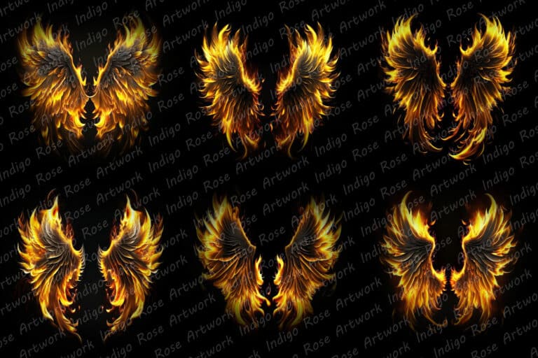 collage of angel wing overlays