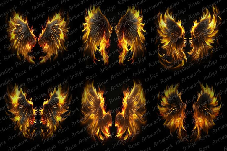 collage of angel wing overlays