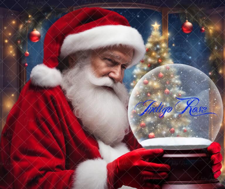 Santa with Snow Globe Digital Background