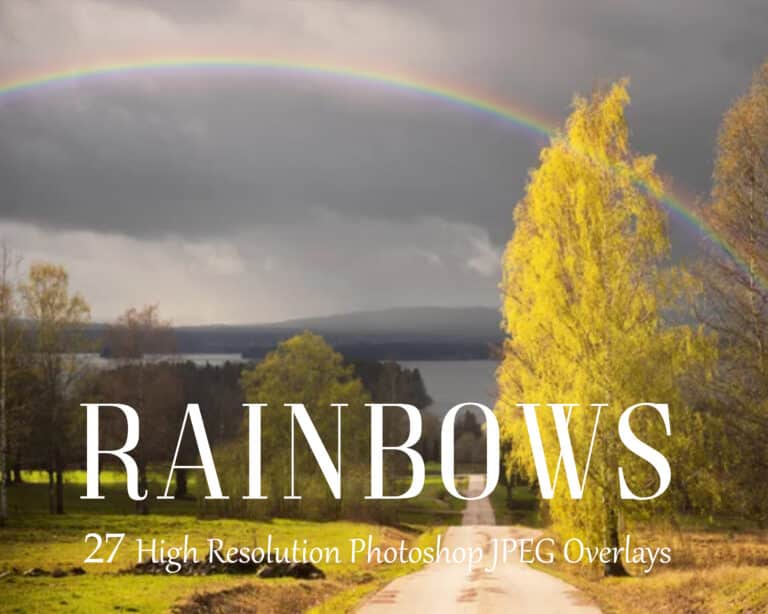rainbow overlay on scenic photo