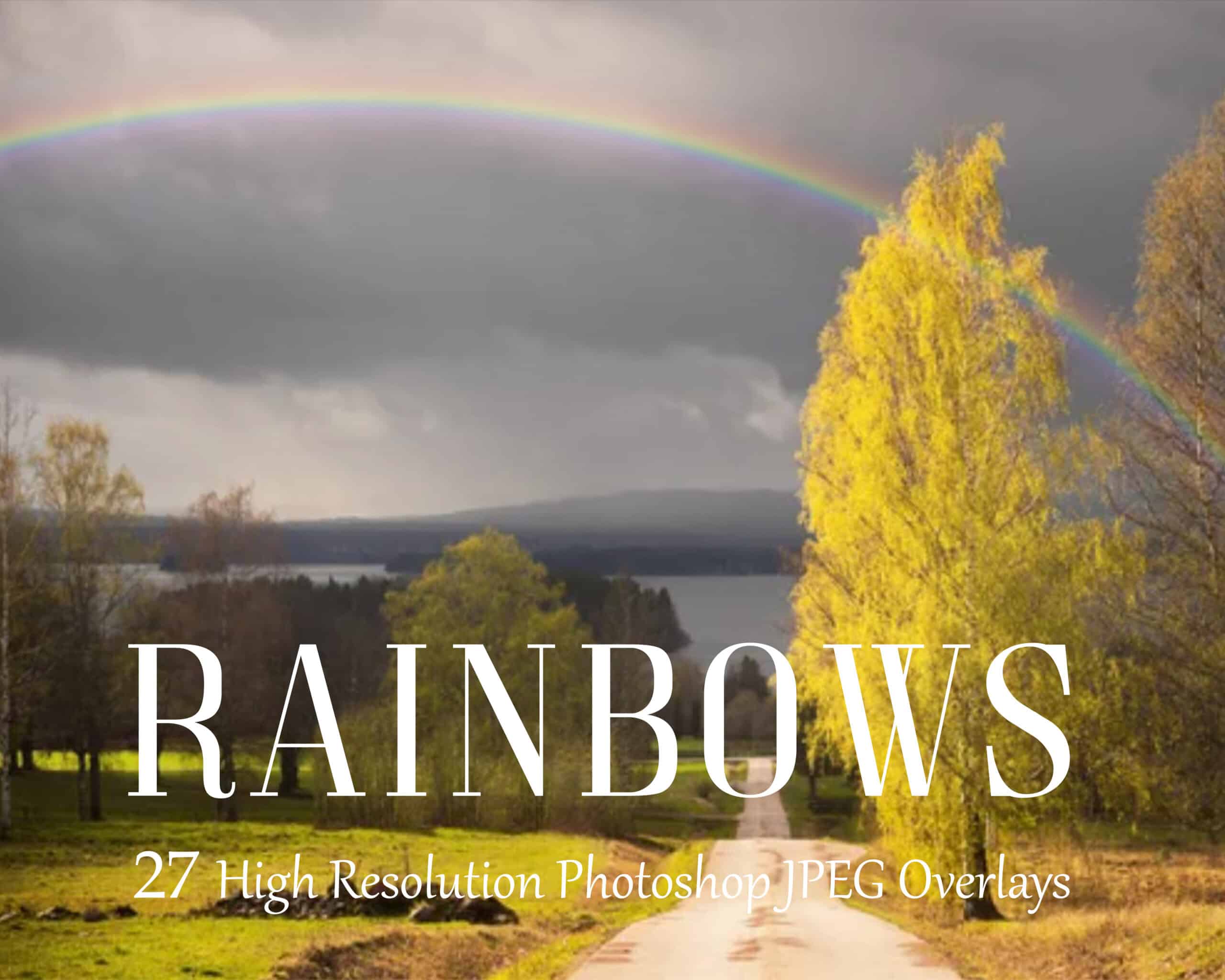 rainbow overlay on scenic photo